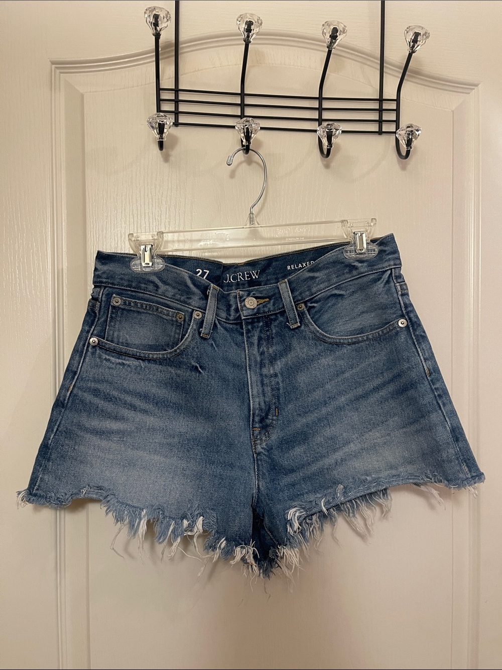 J. Crew Distressed Denim Cutoff Shorts in Blue Wash